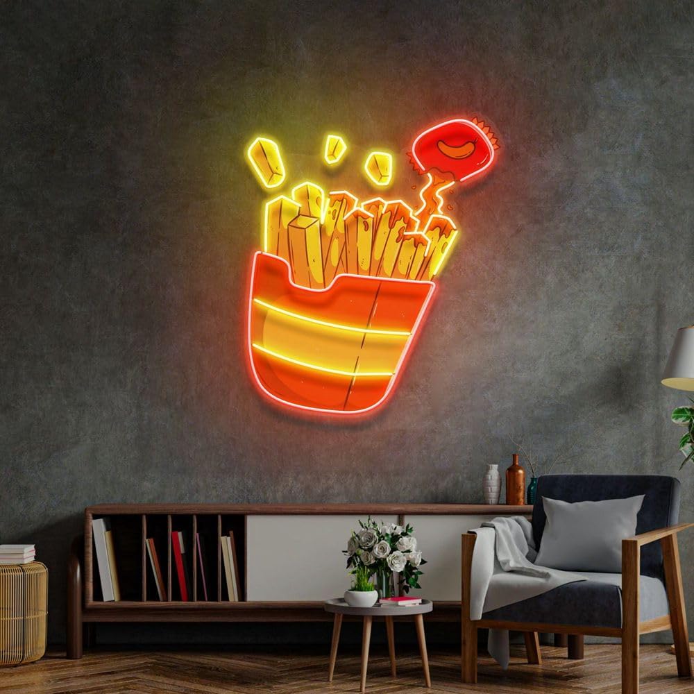 Commercial Kitchen Walls - Niestandardowy neon z frytkami do dekoracji
