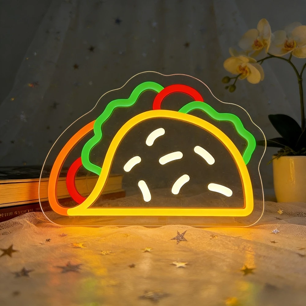 Commercial Kitchen Walls - Neonowy znak LED w kształcie taco,