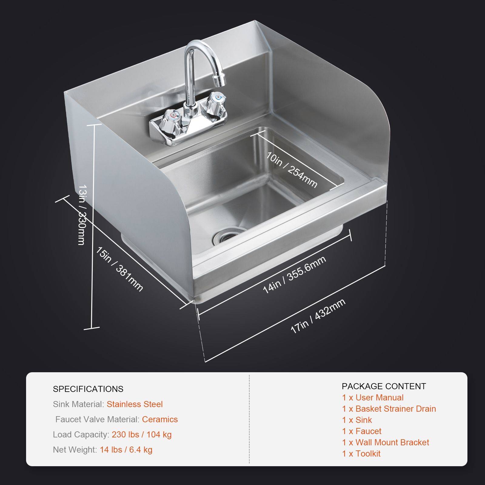 Commercial Kitchen Walls - Profesjonalna umywalka do rąk ze stali