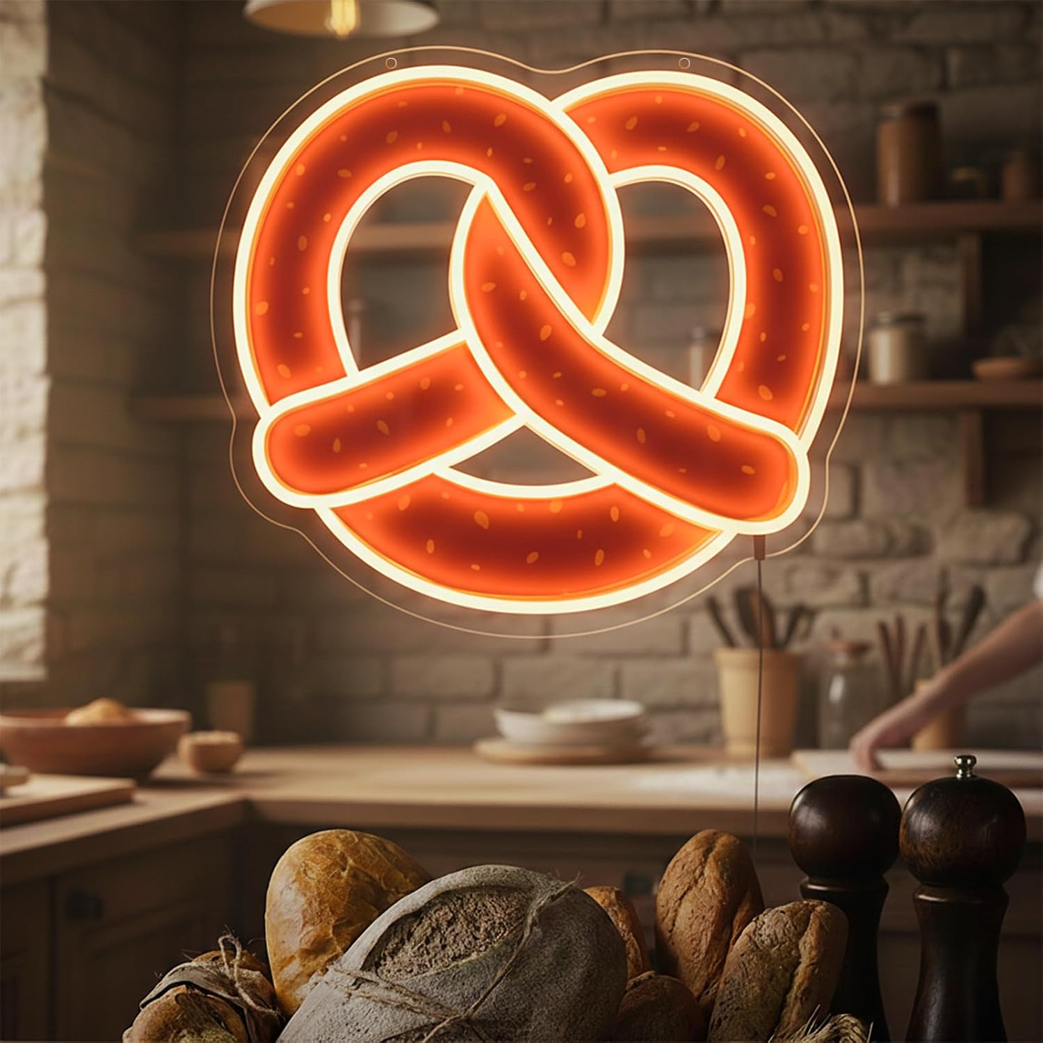 Commercial Kitchen Walls - Neonowy znak Pretzel zasilany przez USB,